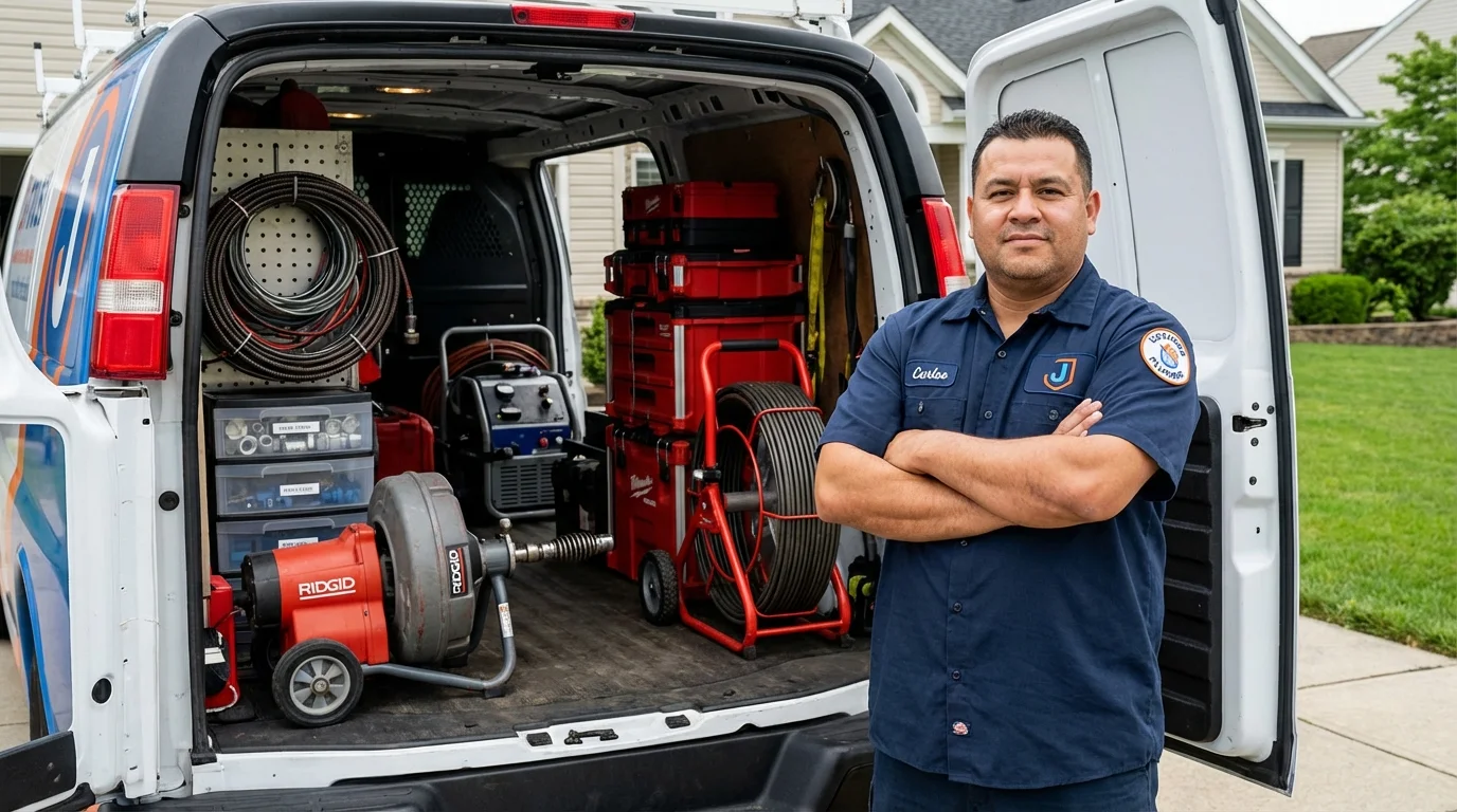 Professional drain cleaning equipment and Johns Plumbing LLC plumber in Casselton