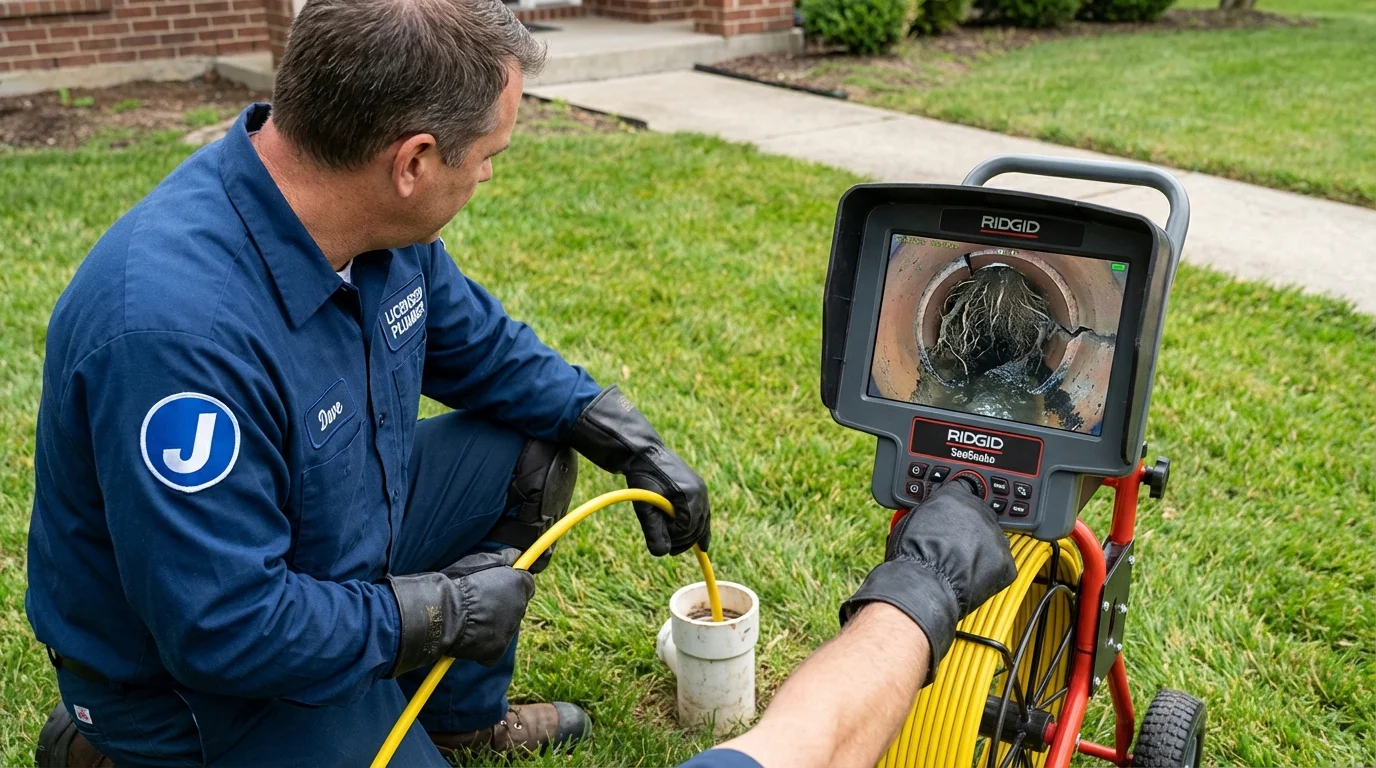 Sewer camera inspection being performed by Johns Plumbing LLC in Casselton